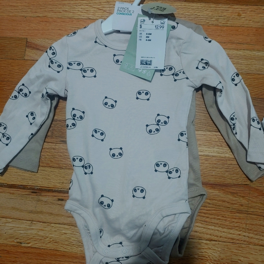 H&M Long sleeve onesie 2-pack / size 4-6 months / new with tags
